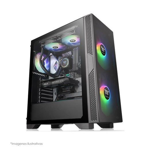 GABINETE THERMALTAKE VERSA T25 CON VENTANA RGB MEDIA TORRE ATX MICRO SIN FUENTE VENTILADOR RGB NEGRO (CA-1R5-00M1WN-00)