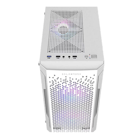 GABINETE BALAM RUSH GAMER ARTIC GI725 MINI TORRE VENTILADOR RGB PANEL CRISTAL TEMPLADO BLANCO (BR-936125)