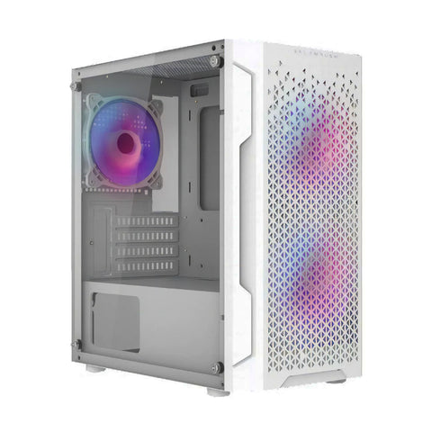 GABINETE BALAM RUSH GAMER ARTIC GI725 MINI TORRE VENTILADOR RGB PANEL CRISTAL TEMPLADO BLANCO (BR-936125)