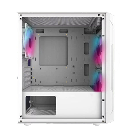 GABINETE BALAM RUSH GAMER ARTIC GI725 MINI TORRE VENTILADOR RGB PANEL CRISTAL TEMPLADO BLANCO (BR-936125)