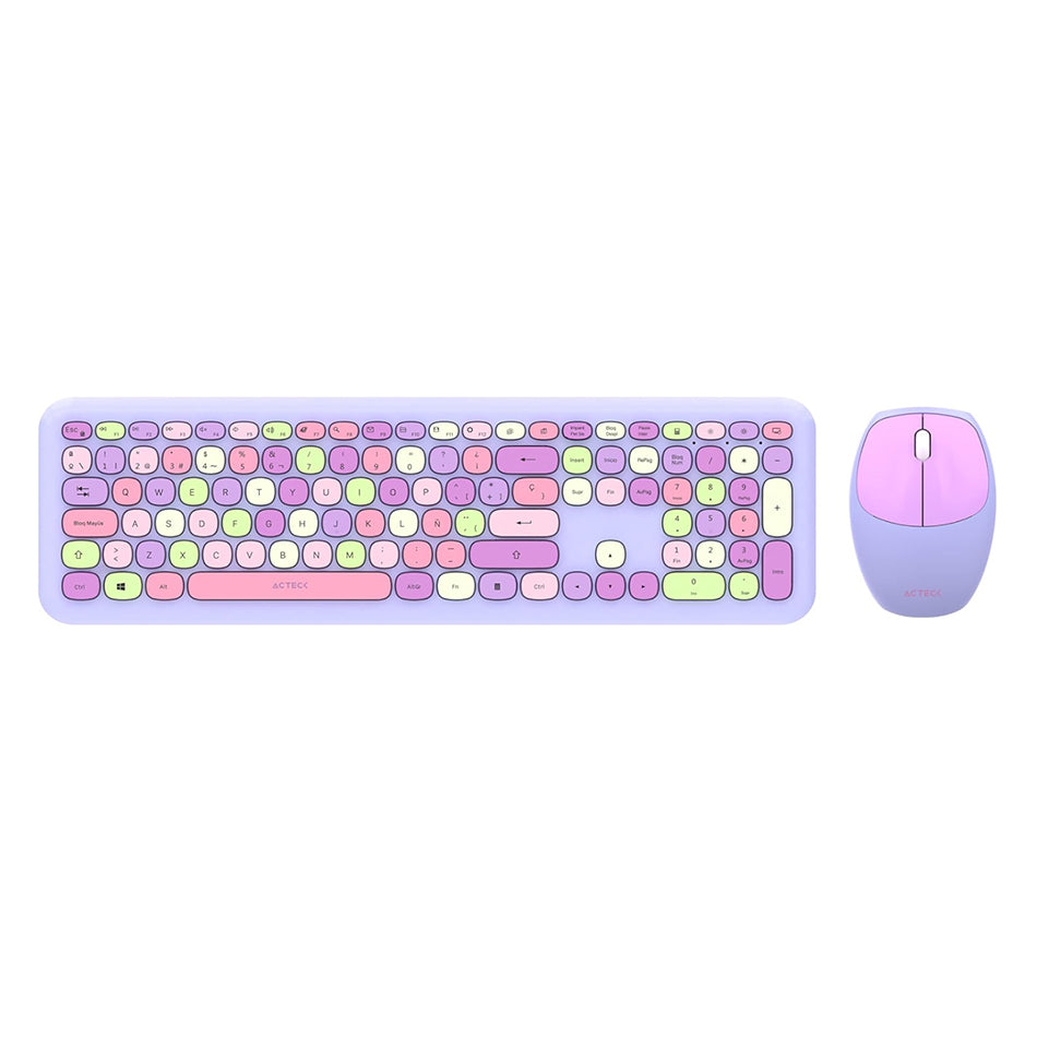 KIT TECLADO Y MOUSE CREATOR CHIC COLORS MK475 INALAMBRICOS USB MORADO (AC-935173)