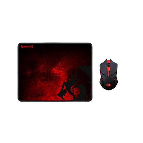 KIT GAMER REDRAGON MOUSE MOUSEPAD INALAMBRICO USB A NEGRO Y ROJO (M601WL-BA)