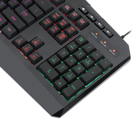 TECLADO GAMER REDRAGON HARPE PRO K503A ALAMBRICO ESPANOL REPOSAMUNECAS RGB FULL TECLAS DEDICADAS RGB NEGRO (K503A-RGB-SP)