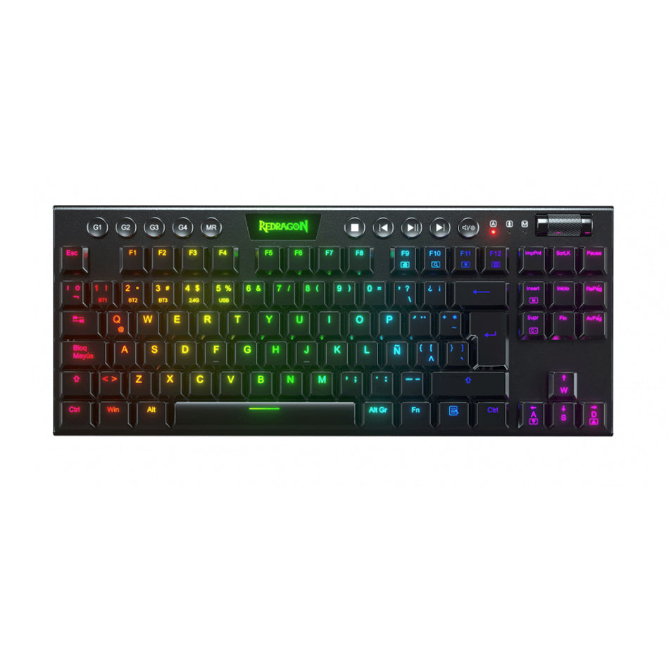 TECLADO GAMER REDRAGON HORUS MECANICO SWITCH RED ULTRA INALAMBRICO NEGRO (K618-RGB-SP RD)