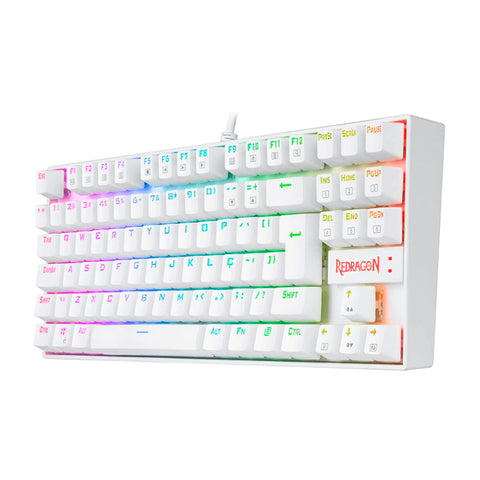 TECLADO GAMER REDRAGON KUMARA BLANCO K552W ALAMBRICO SWITCH ROJO FUNCION MULTIMEDIA ESPAÑOL ILUMINACION RAINBOW ANTISALPICADURAS (K552W-KR-SP)