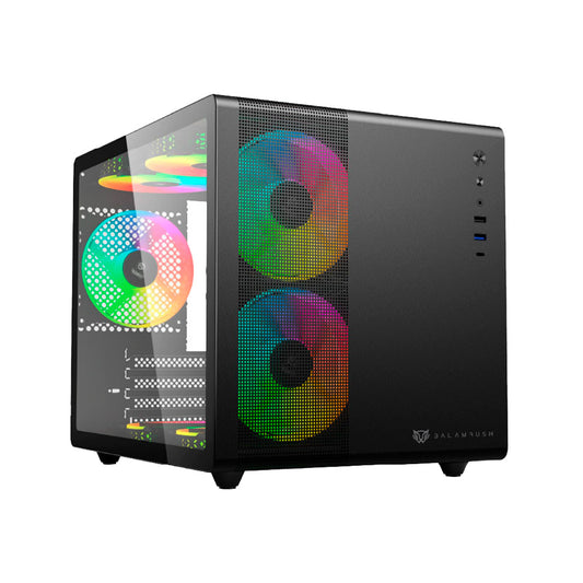 GABINETE BALAM RUSH TANK MINI GI930 MINI-TOWER ITX/MINI-ATX USB 3.0/C SIN FUENTE 3 VENTILADORES ARGB INSTALADOS NEGRO CON VENTANA (BR-936033)