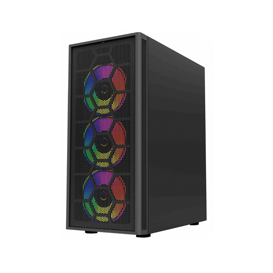 GABINETE BALAM RUSH DRAGONFLY II MESH GM740 CON VENTANA MINI-TOWER ATX/MICRO ATX/MINI-ATX USB 3.0 SIN FUENTE 4 VENTILADORES RGB INSTALADOS NEGRO (BR-935982)