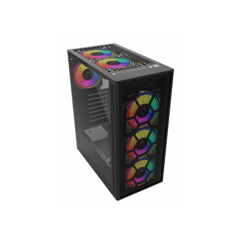 GABINETE BALAM RUSH DRAGONFLY II MESH GM740 CON VENTANA MINI-TOWER ATX/MICRO ATX/MINI-ATX USB 3.0 SIN FUENTE 4 VENTILADORES RGB INSTALADOS NEGRO (BR-935982)