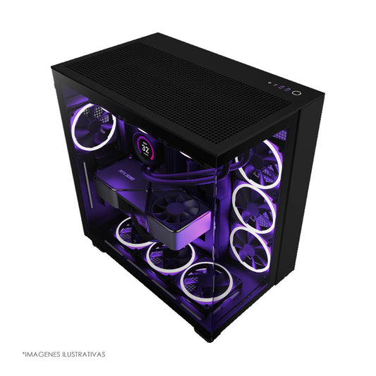 GABINETE NZXT H9 FLOW CON VENTANA USB SIN FUENTE 4 VENTILADORES NEGRO(CM-H91FB-01)