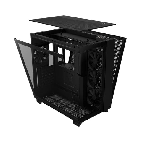 GABINETE NZXT H9 FLOW CON VENTANA USB SIN FUENTE 4 VENTILADORES NEGRO(CM-H91FB-01)