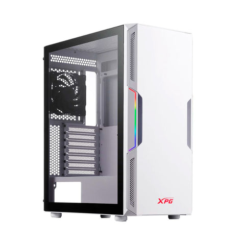 GABINETE GAMER XPG STARKER VENTANA ARGB MEDIA TORRE SIN FUENTE BLANCO (STARKER-WHCWW)