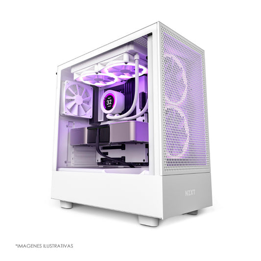 GABINETE NZXT H5 FLOW CON VENTANA USB SIN FUENTE 2 VENTILADORES BLANCO (CC-H51FW-01)