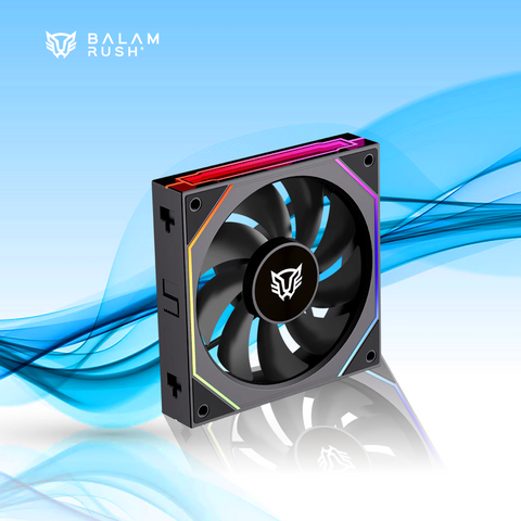 KIT VENTILADOR BALAM RUSH 3PZAS DAISY-CHAIN PARA PC EOLOX LINK EXL95 DISENO CUADRADO 120 MM 800- 1800 RPM PWM 4 PIN + AURA RGB LEGEND NEGRO (BR-942089)