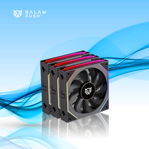 KIT VENTILADOR BALAM RUSH 3PZAS DAISY-CHAIN PARA PC EOLOX LINK EXL95 DISENO CUADRADO 120 MM 800- 1800 RPM PWM 4 PIN + AURA RGB LEGEND NEGRO (BR-942089)