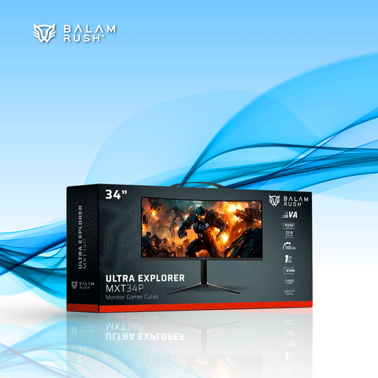 MONITOR GAMER CURVO BALAM RUSH MGM34C LED 34 PULGADAS 3440X1440 ULTRA WIDE QUAD HD G-SYNC/FREESYNC 165HZ HDMI/DISPLAYPORT NEGRO (BR-942539)