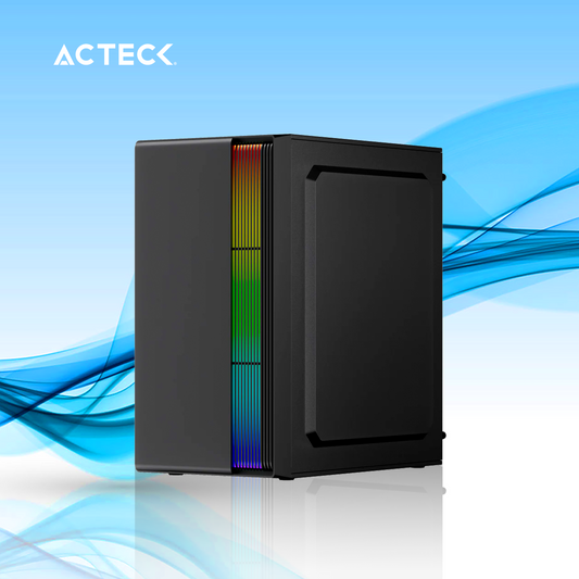 GABINETE ACTECK FUSION II GI440  MICRO TORRE FUENTE 500W PANEL IZQ ACRILICO RGB NEGRO (AC-935753)