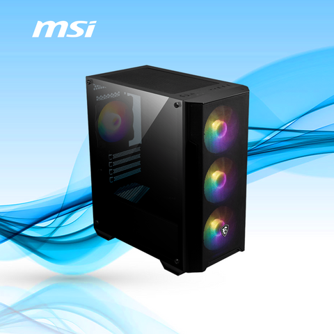 GABINETE MSI MAG FORGE M100A MIDI-TOWER MICRO-ATX/MINI-ITX USB 2.0/3.0 SIN FUENTE 4 VENTILADORES INSTALADOS NEGRO  (MAG FORCE M100A)