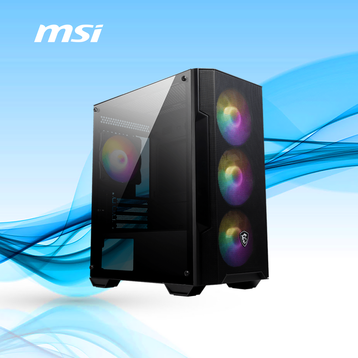 GABINETE MSI MAG FORGE M100A MIDI-TOWER MICRO-ATX/MINI-ITX USB 2.0/3.0 SIN FUENTE 4 VENTILADORES INSTALADOS NEGRO  (MAG FORCE M100A)