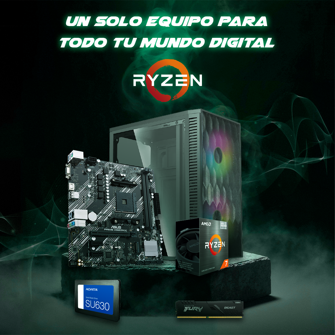 PC Gamer AMD Ryzen 7 5700G Tarjeta A520 Memoria 16GB SSD 240GB Wifi