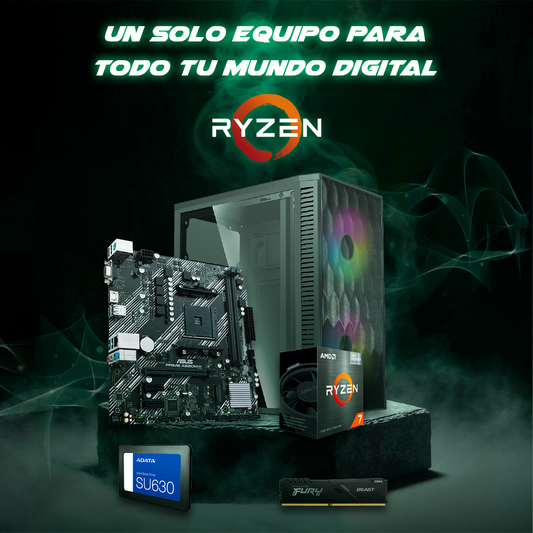 PC Gamer AMD Ryzen 7 5700G Tarjeta A520 Memoria 16GB SSD 240GB Wifi