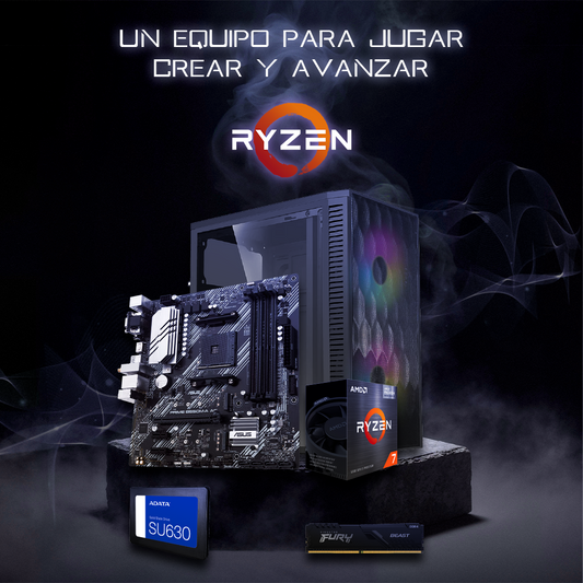 PC Gamer AMD Ryzen 7 5700G Tarjeta B550 Memoria 16GB SSD 240GB Wifi BT