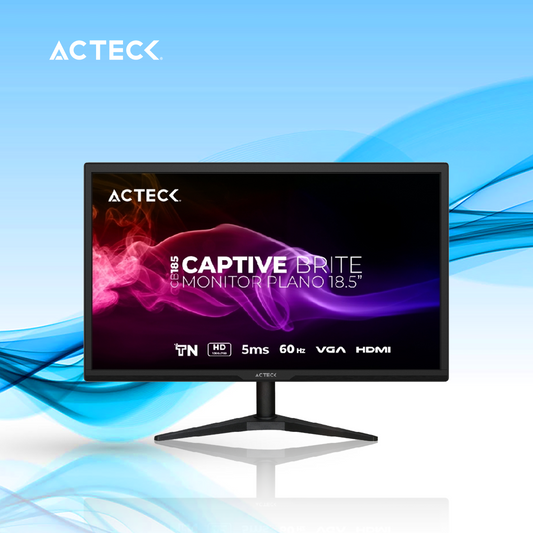 MONITOR ACTECK CAPTIVE BRITE CB186 LED 18.5 PULGADAS 1920X1080 FULL HD 60HZ HDMI NEGRO (AC-944526)