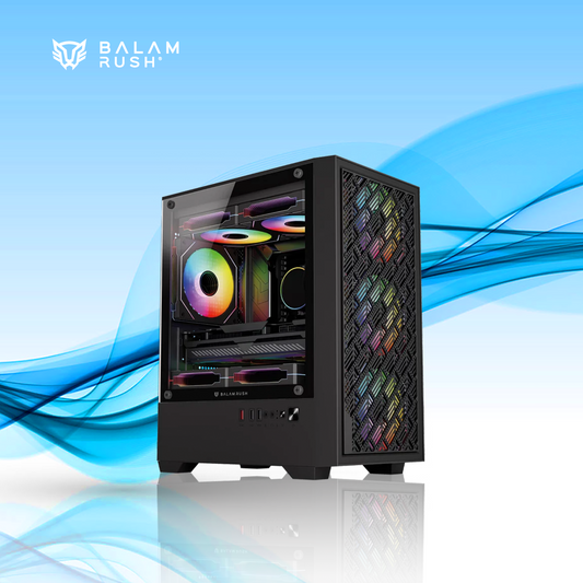 GABINETE GAMER BALAM RUSH NITROX EDGE AIRCOOL 4700A SIN FUENTE CRISTAL TEMPLADO ARGB 4 VENTILADORES (BR-943901)