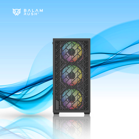 GABINETE GAMER BALAM RUSH NITROX EDGE AIRCOOL 4700A SIN FUENTE CRISTAL TEMPLADO ARGB 4 VENTILADORES (BR-943901)