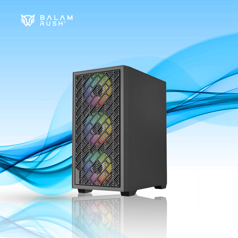 GABINETE GAMER BALAM RUSH NITROX EDGE AIRCOOL 4700A SIN FUENTE CRISTAL TEMPLADO ARGB 4 VENTILADORES (BR-943901)