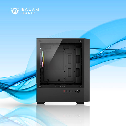 GABINETE GAMER BALAM RUSH NITROX EDGE AIRCOOL 4700A SIN FUENTE CRISTAL TEMPLADO ARGB 4 VENTILADORES (BR-943901)