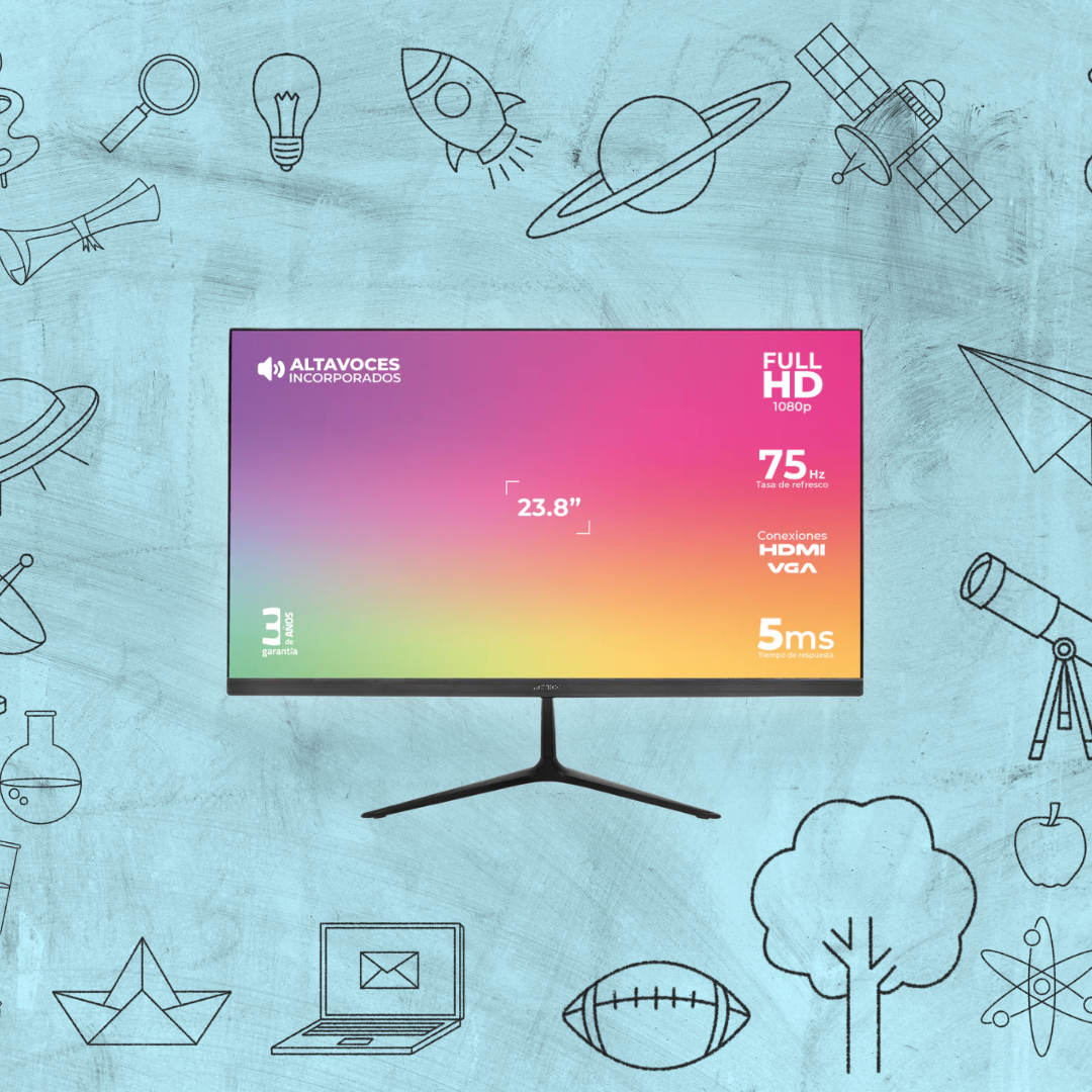 MONITOR ACTECK CAPTIVE VIVID 23.8 PULGADAS FULL HD 1080P HDMI 75HZ NEGRO (AC-933841)