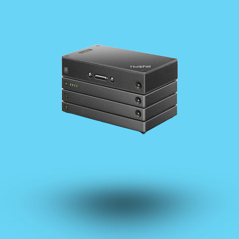 KIT 4 EN 1 LENOVO PROFESSIONAL STACK, DISCO DURO DE 1 TB, BOCINA PORTATIL, POWER BANK DE 10000 MAH, RUTEADOR INALAMBRICO. COLOR GRIS. (4XH0H34189)1