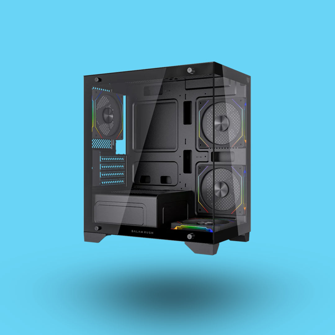 GABINETE BALAM RUSH TANK PERFORM 3600 MINI-TOWER MICRO-ATX/MINI-ITX USB 2.0/3.0 SIN FUENTE 4 VENTILADORES INSTALADOS NEGRO (BR-941631)