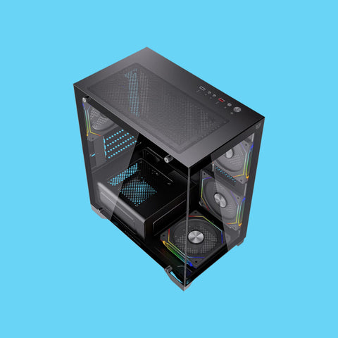 GABINETE BALAM RUSH TANK PERFORM 3600 MINI-TOWER MICRO-ATX/MINI-ITX USB 2.0/3.0 SIN FUENTE 4 VENTILADORES INSTALADOS NEGRO (BR-941631)