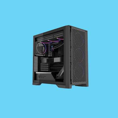 GABINETE GAMER BALAM RUSH MEDIA TORRE CARBONO POLAR TWIN MATE 9900 LEGEND SERIES ATX/MICRO-ATX/MINI-ITX USB 2.0/3.0/3.1 SIN FUENTE 5 VENTILADORES INSTALADOS PANEL IZQUIERDO CRISTAL NEGRO (BR-941457)