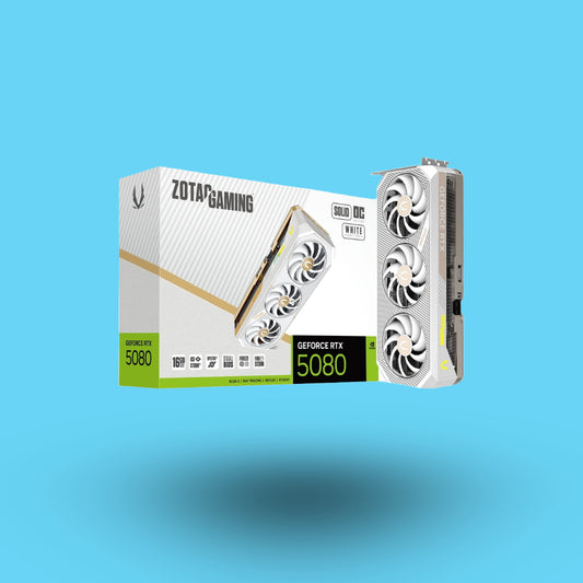 TARJETA DE VIDEO ZOTAC GAMING GEFORCE RTX 5080 SOLID OC WITHE  EDITION 16GB DDR7 256 BITS 2640 MHZ  PCI EXPRESS 5.0 X16  BLANCO (ZT-B50800Q-10P)