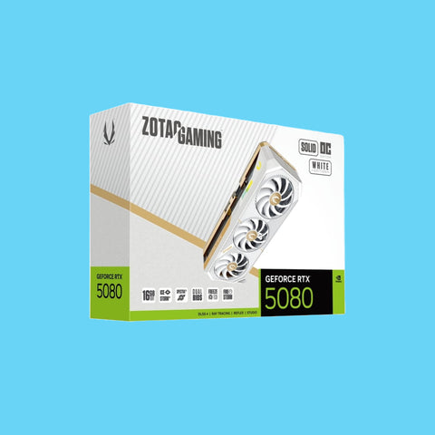 TARJETA DE VIDEO ZOTAC GAMING GEFORCE RTX 5080 SOLID OC WITHE  EDITION 16GB DDR7 256 BITS 2640 MHZ  PCI EXPRESS 5.0 X16  BLANCO (ZT-B50800Q-10P)