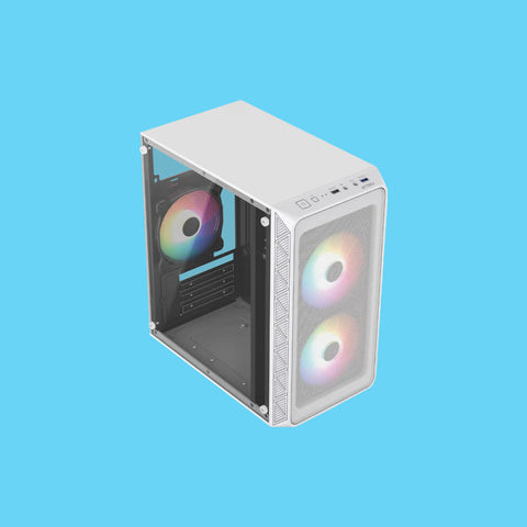 GABINETE ACTECK DOOM PRO MESH GI730M MINI-TOWER MICRO-ATX/MINI-ITX USB 2.0/3.0 FUENTE DE 600W 3 VENTILADORES INSTALADOS BLANCO (AC-939256)