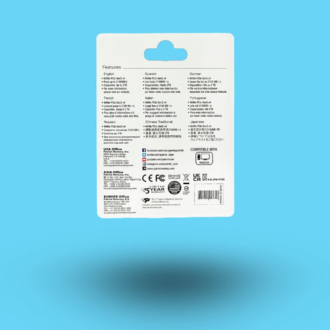 UNIDAD DE ESTADO SOLIDO SSD PATRIOT P300 M.2 256GB PCI EXPRESS 3.0 X4 (P300P256GM28)