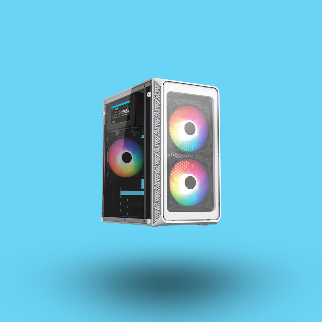 GABINETE ACTECK DOOM PRO CRYSTAL GI730C MINI-TOWER MICRO-ATX/MINI-ITX USB 2.0/3.0 FUENTE DE 600W 3 VENTILADORES INSTALADOS BLANCO (AC-939232)