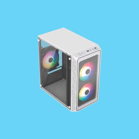 GABINETE ACTECK DOOM PRO CRYSTAL GI730C MINI-TOWER MICRO-ATX/MINI-ITX USB 2.0/3.0 FUENTE DE 600W 3 VENTILADORES INSTALADOS BLANCO (AC-939232)