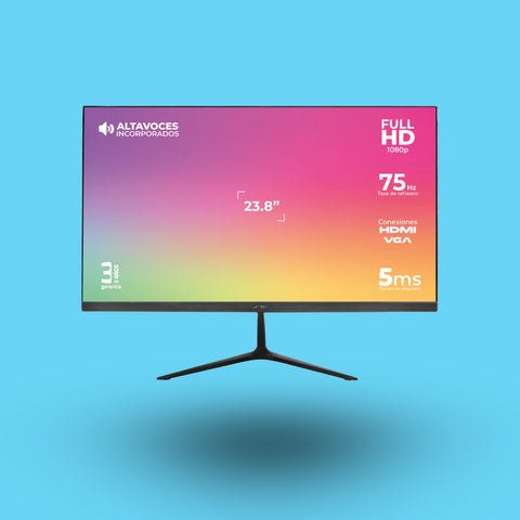 MONITOR ACTECK CAPTIVE VIVID 23.8 PULGADAS FULL HD 1080P HDMI 75HZ NEGRO (AC-933841)