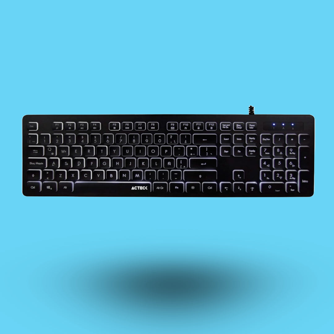 TECLADO ALAMBRICO ACTECK INSPIRE TS425 USB RETROILUMINADO LED COLOR NEGRO (AC-932618)