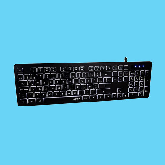 TECLADO ALAMBRICO ACTECK INSPIRE TS425 USB RETROILUMINADO LED COLOR NEGRO (AC-932618)