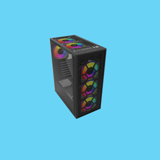 GABINETE BALAM RUSH DRAGONFLY II MESH GM740 CON VENTANA MINI-TOWER ATX/MICRO ATX/MINI-ATX USB 3.0 SIN FUENTE 4 VENTILADORES RGB INSTALADOS NEGRO (BR-935982)