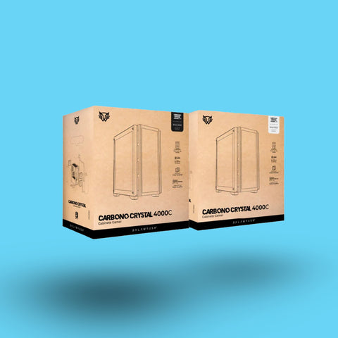 GABINETE GAMER BALAM RUSH CARBONO CRYSTAL 4000C M-ATX MINI TORRE 3 FAN ARGB CRISTAL TEMPLADO USB-C NEGRO (BR-938877)