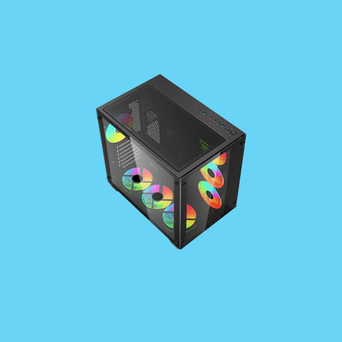GABINETE BALAM RUSH GAMER TANK PRO GM930 4FAN VENTANA RGB SIN FUENTE NEGRO (BR-935944)