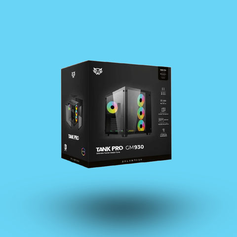 GABINETE BALAM RUSH GAMER TANK PRO GM930 4FAN VENTANA RGB SIN FUENTE NEGRO (BR-935944)