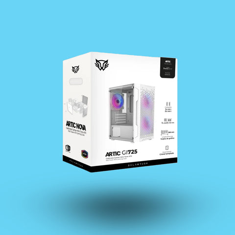 GABINETE BALAM RUSH GAMER ARTIC GI725 MINI TORRE VENTILADOR RGB PANEL CRISTAL TEMPLADO BLANCO (BR-936125)