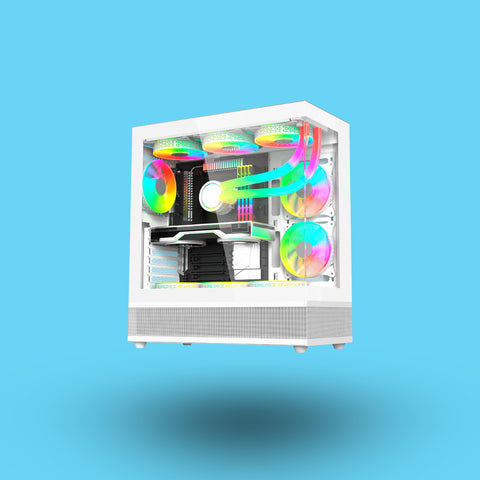 GABINETE BALAM RUSH TANK SUPER 9200 TB VENTANA RGB MIDI-TOWER SIN FUENTE 3 VENTILADORES RGB INSTALADOS BLANCO (BR-938730)